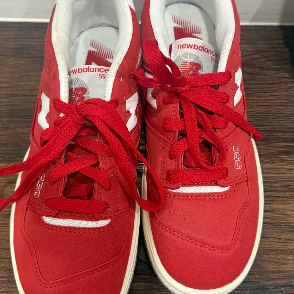 New Balance Red and White Athletic Shoes